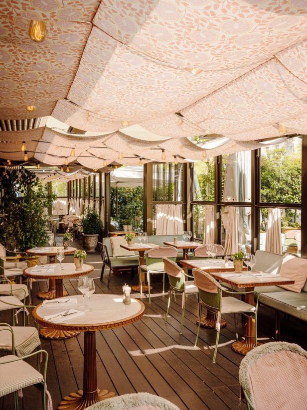 General view of Les Jardins du Presbourg restaurant near the Arc de Triomphe in Paris, luxury dining